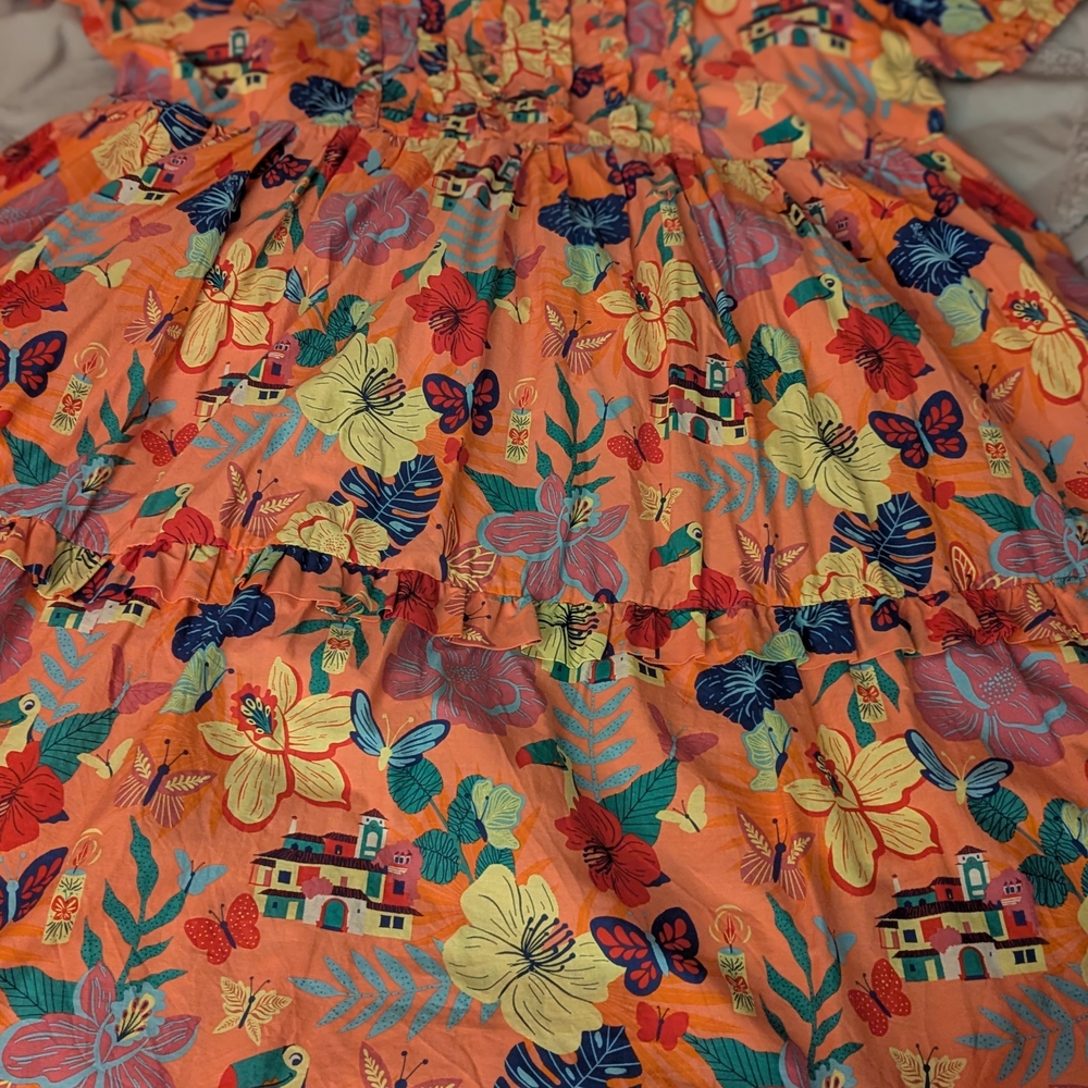 Disney Encanto Peach and Pink Textured Fabric Women Dress